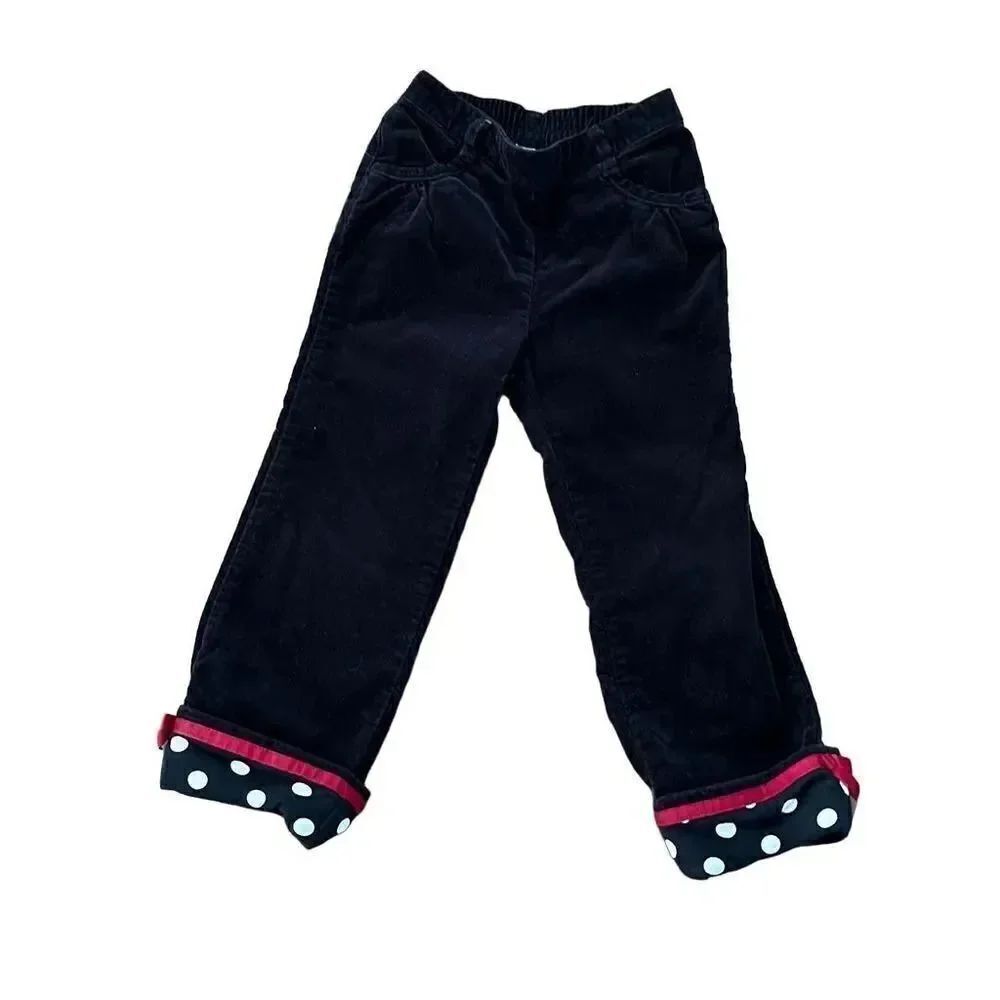 Gymboree black velvet pull on pants with cuffs. Size 3T